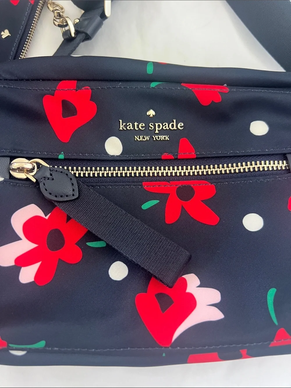 kate spade Chelsea Navy Floral Crossbody with Red and pink Accents - Picture 3 of 14